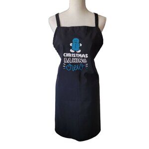 Bib Apron Christmas Baking Crew Glitter Gingerbread Cookie Light Blue